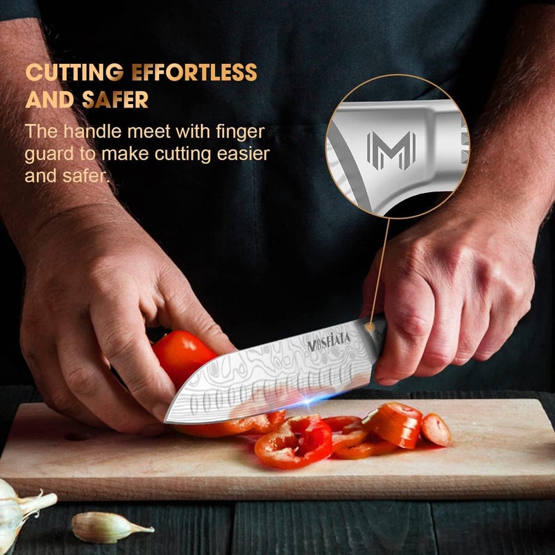 MOSFiATA 7 Piece Kitchen Knife Set, Ultra Sharp Knife Set with High Carbon Stainless Steel Handle, Knives Set for Kitchen, Chef Knife Set Come with Gift Box - Image 4